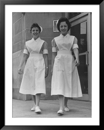 Paula And Susan Fox Sisters Who Are Student Nurses At Wesley Memorial Hospital by Stan Wayman Pricing Limited Edition Print image