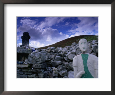 Effigy, Cairn And Stone Cross At 6Th Century St. Colmba's Chapel, Glencolumbcille, Ireland by Gareth Mccormack Pricing Limited Edition Print image