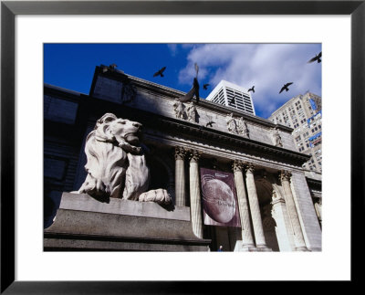 Stone Lions On Fifth Avenue Entrance To The New York Library, New York City, New York, Usa by Angus Oborn Pricing Limited Edition Print image