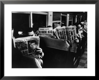 Commuters Reading Of John F. Kennedy's Assassination by Carl Mydans Pricing Limited Edition Print image
