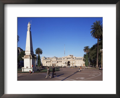 Statue In Plaza De Mayo And Casa Rosada, Buenos Aires, Argentina, South America by Eitan Simanor Pricing Limited Edition Print image