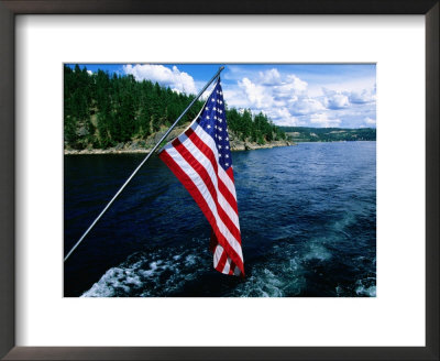 American Flag On Boat, Lake Coeur D'alene, Coeur D'alene, Idaho by Holger Leue Pricing Limited Edition Print image