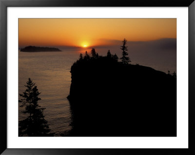 Spring Sunrise Silhouettes Edwards Island And Scoville Point On Lake Superior by Mark Carlson Pricing Limited Edition Print image