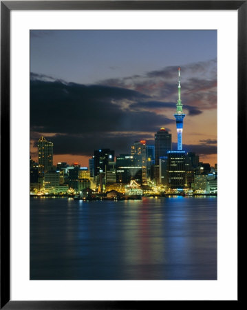 Evening View Of City Skyline Across Harbour, Auckland, Central Auckland, North Island, New Zealand by Neale Clarke Pricing Limited Edition Print image