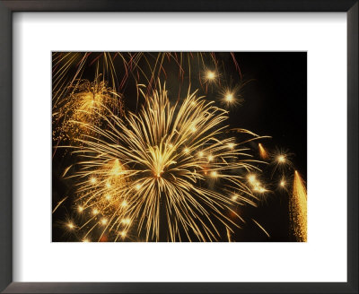 Bright And Colorful Fireworks Exploding In The Night Sky by Wallace Garrison Pricing Limited Edition Print image