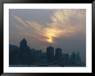 View Of The Hong Kong Skyline At Sunset by Raul Touzon Pricing Limited Edition Print image