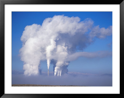 Pollution From Smoke Stacks Created By A Coal Fired Enery Plant Across The Nevada Desert, Nevada by Jan Stromme Pricing Limited Edition Print image