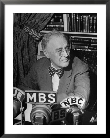 President Franklin D. Roosevelt Speaking On Pre Invasion Fireside Chat Radio Program by Marie Hansen Pricing Limited Edition Print image