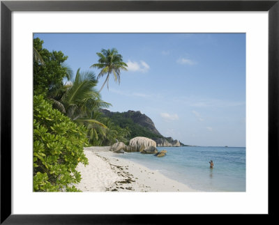 Beach And Forested Hinterland, La Digue Island by Holger Leue Pricing Limited Edition Print image
