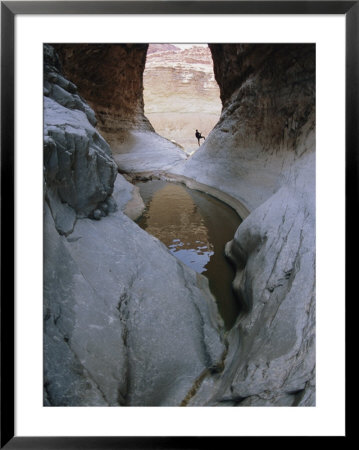 Hiker Exploring The Silver Grotto At Mile 29 Of The National Canyon by Bobby Model Pricing Limited Edition Print image