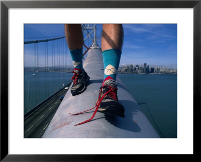 Walking Across San Francisco-Oakland Bay Bridge, San Francisco, California, Usa by Curtis Martin Pricing Limited Edition Print image