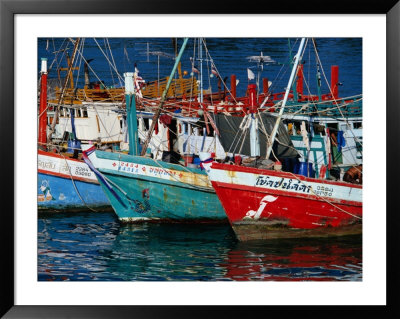 Fishing Boats Lined Up, Ko Samui, Surat Thani, Thailand by Bill Wassman Pricing Limited Edition Print image
