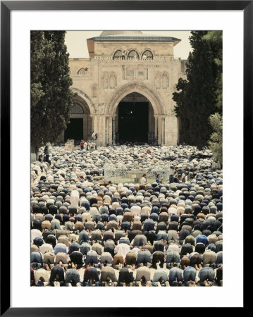 Observing Ramadan, Moslem Men Bow And Pray In Front Of A Mosque In Jerusalem by Richard Nowitz Pricing Limited Edition Print image