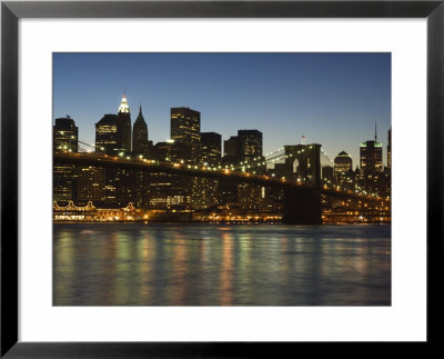 Manhattan Skyline And Brooklyn Bridge At Dusk, New York City, New York, Usa by Amanda Hall Pricing Limited Edition Print image