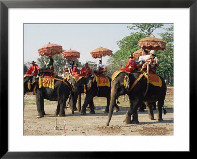 Tourists Riding Elephants In Traditional Royal Style, Ayuthaya, Thailand, Southeast Asia by Richard Nebesky Pricing Limited Edition Print image