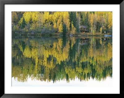Autumn View Of A Cabin Reflected On Long Lake by Rich Reid Pricing Limited Edition Print image