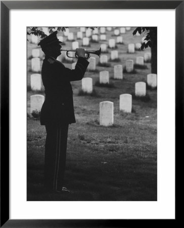 Army Bugler At Arlington Cemetery, During Ceremonies by George Silk Pricing Limited Edition Print image