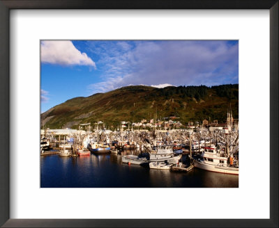 Overhead Of Fishing Boats In Harbour, Kodiak, U.S.A. by James Marshall Pricing Limited Edition Print image