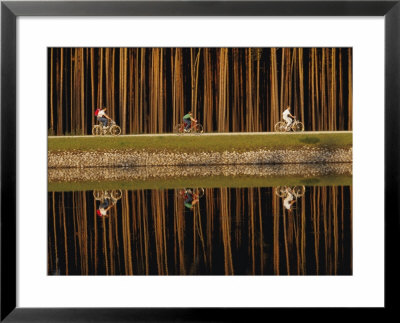 Cyclists Reflected In Main-Danube Canal Near Nurnberg, Germany by Gerd Ludwig Pricing Limited Edition Print image