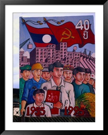 Government Sponsored Sign Signifying Workers Unite, Luang Prabang, Laos by Bernard Napthine Pricing Limited Edition Print image