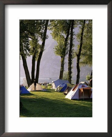 Camping On Wallensee, Churfirsten Range Near Wallenstadt, Switzerland by Walter Rawlings Pricing Limited Edition Print image
