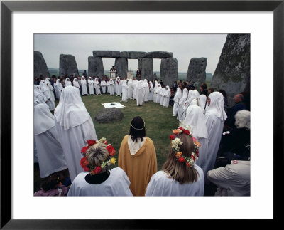 Druids At Stonehenge, Wiltshire, England, United Kingdom by Adam Woolfitt Pricing Limited Edition Print image