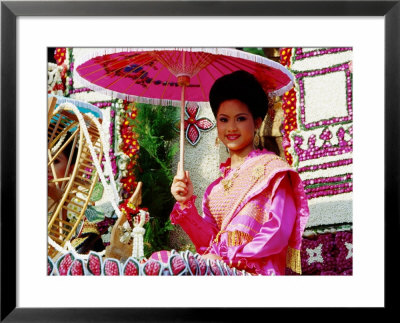Portrait Of Woman In Spring Flower Festival Pageant, Chiang Mai, Thailand by Alain Evrard Pricing Limited Edition Print image