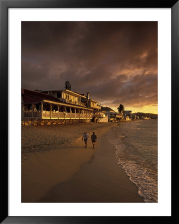 Grand Case, Il Nettuno And Beach At Sunset, St. Martin, French West Indies, Caribbean by Walter Bibikow Pricing Limited Edition Print image