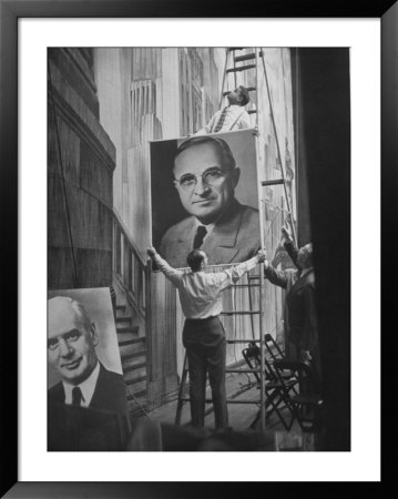 Raising Harry S. Truman's Picture To Place Of Honor During The Cio Convention by John Florea Pricing Limited Edition Print image