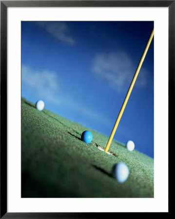 Golf Green, Balls And Flag Marker Of Hole by Ernie Friedlander Pricing Limited Edition Print image
