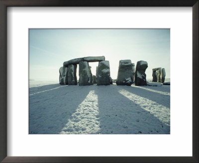 Stonehenge, Unesco World Heritage Site, In Winter Snow, Wiltshire, England, United Kingdom, Europe by Adam Woolfitt Pricing Limited Edition Print image