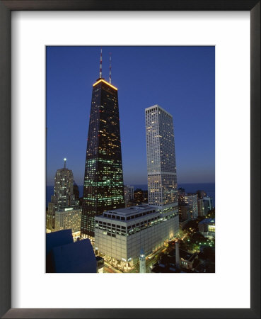 The John Hancock Center On Left, And The Old Water Tower In Low Centre, Chicago by Robert Francis Pricing Limited Edition Print image
