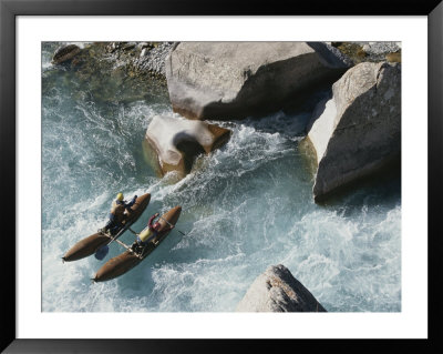 Raftsmen On A Twin Pontoon Cataraft Tackle Oygaing River Rapids by Dugald Bremner Pricing Limited Edition Print image