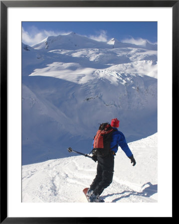 A Back-Country Snowboarder Descends A Snowfield Toward A Glacier by Skip Brown Pricing Limited Edition Print image