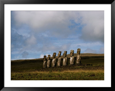 Stone Statues Called Moai Dot The Landscape Of Easter Island by James P. Blair Pricing Limited Edition Print image