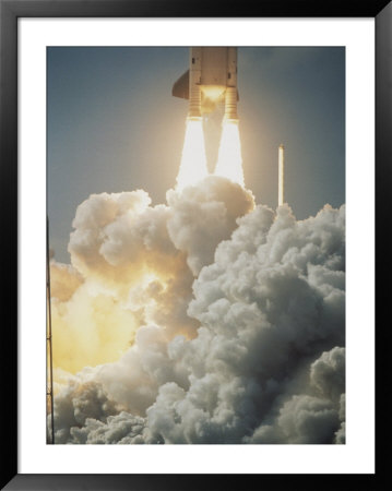 Fiery Exhaust Comes From The Booster Rocket Carrying The Columbia by Johnson & Peritore Schneeberger Pricing Limited Edition Print image