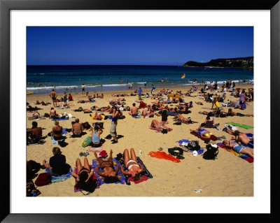 Sunbathers And Swimmers At Manly Beach, Sydney, Australia by Paul Beinssen Pricing Limited Edition Print image