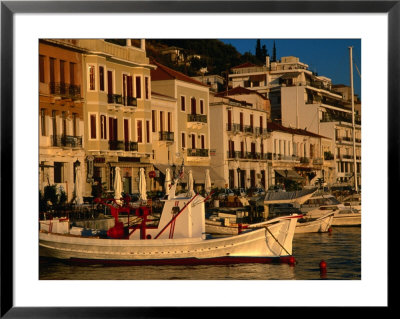 19Th Century Buildings And Fishing Vessels In Gythio Harbour, Gythio, Peloponnese, Greece by Glenn Beanland Pricing Limited Edition Print image
