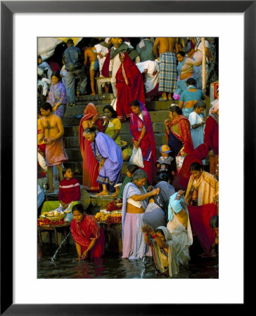 Early Morning Bathing In The Holy River Ganges Along Dasaswamedh Ghat, Uttar Pradesh State, India by Gavin Hellier Pricing Limited Edition Print image