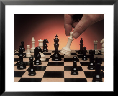 Chess Pieces On Board by John James Wood Pricing Limited Edition Print image
