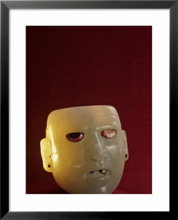 Ceremonial Green Alabaster Mask From Great Pyramid At Tenochtitlan, Templo Mayor, Aztec, Mexico by Kenneth Garrett Pricing Limited Edition Print image