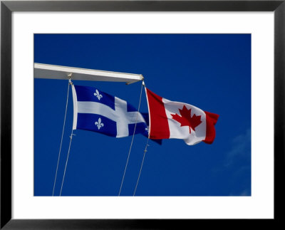 Canadian And Quebec Flags At Full Mast, Montreal, Canada by Wayne Walton Pricing Limited Edition Print image