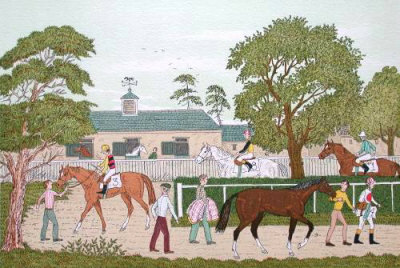 Les Jockeys A L'entrainement by Vincent Haddelsey Pricing Limited Edition Print image