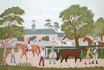 Les Jockeys A L'entrainement by Vincent Haddelsey Pricing Limited Edition Print image