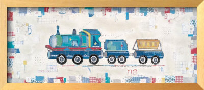 Blue Construction Train by Katherine & Elizabeth Pope Pricing Limited Edition Print image