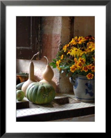 Gourds And Flowers In Kitchen In Chateau De Cormatin, Burgundy, France by Lisa S. Engelbrecht Pricing Limited Edition Print image