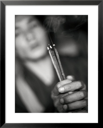 Buddhist Monk And Incense, Chari Monastery, Bhuta by Bob Winsett Pricing Limited Edition Print image