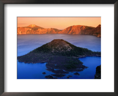 The Watchman And Wizard Island, Sunset, Crater Lake National Park, Oregon by John Elk Iii Pricing Limited Edition Print image