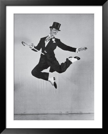 Dancer Fred Astaire Leaping In A Dapper Tuxedo And Top Hat While Dancing Putting On The Ritz by Bob Landry Pricing Limited Edition Print image