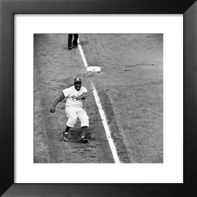 Brooklyn Dodgers' Jackie Robinson, #42, Alone, Rounding 3B During 3Rd Game Of The World Series by Ralph Morse Pricing Limited Edition Print image